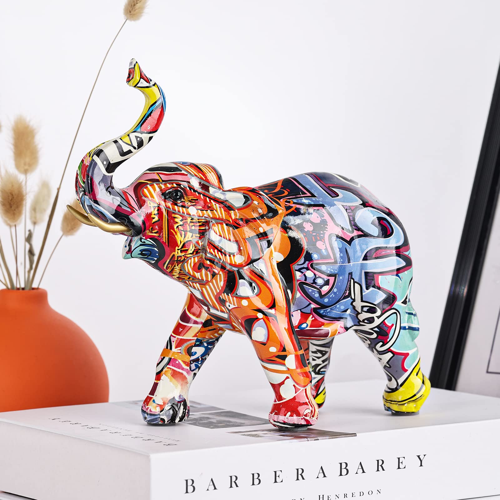 Amazon.co.jp: 象の装飾 象の置物 ホーム装飾 樹脂製 カラフルな動物の